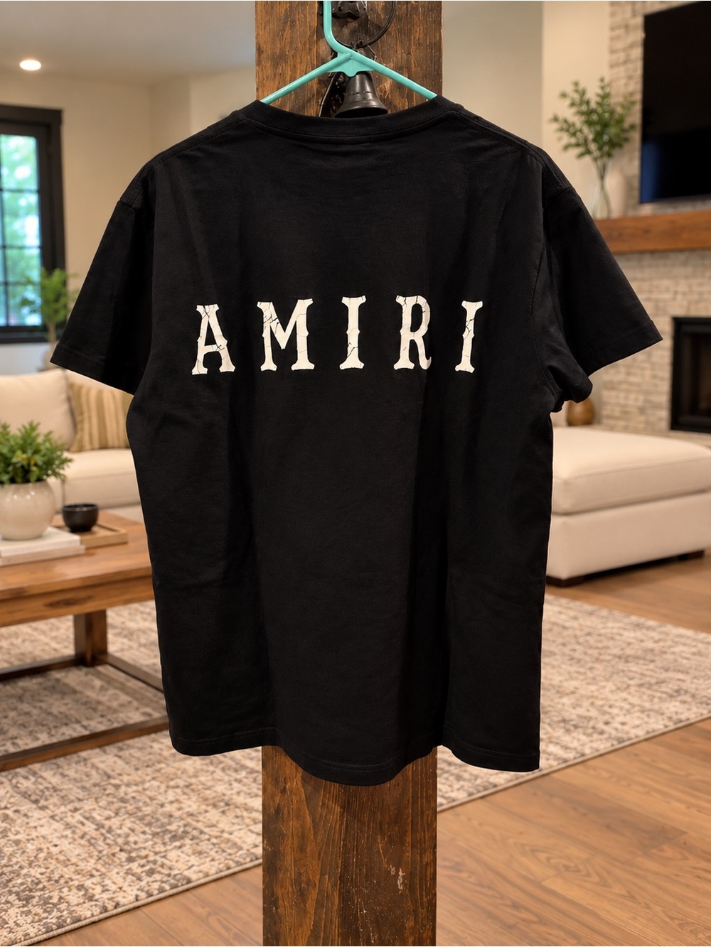 AMIRI Black Short Sleeve Tee with White Back Logo